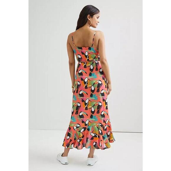 160 Anthropologie x Farm Rio Toucan Wrap Maxi Dress (XL, EUC) $228 Retail - Picture 6 of 9